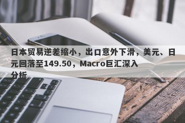 日本贸易逆差缩小，出口意外下滑，美元、日元回落至149.50，Macro巨汇深入分析